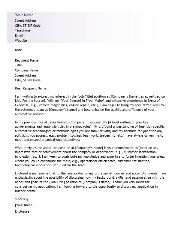 <strong>Cover Letter</strong><br> Automotive TemplateFeatured Image