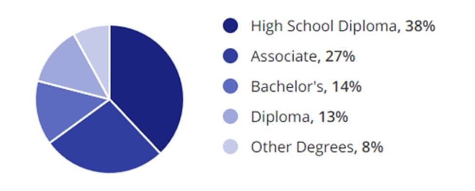 Automotive Jobs Education Demographic Chart