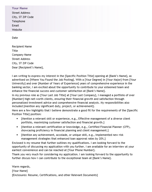 <strong>Cover Letter</strong><br> Banking TemplateFeatured Image
