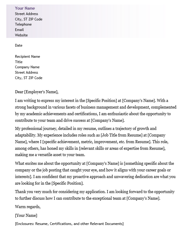 <strong>Cover Letter</strong><br> Business TemplateFeatured Image