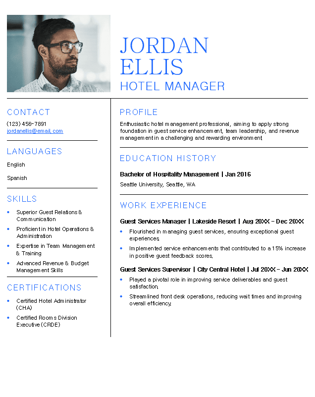 <strong>Combination</strong><br> Hospitality-Hotel Resume TemplateFeatured Image