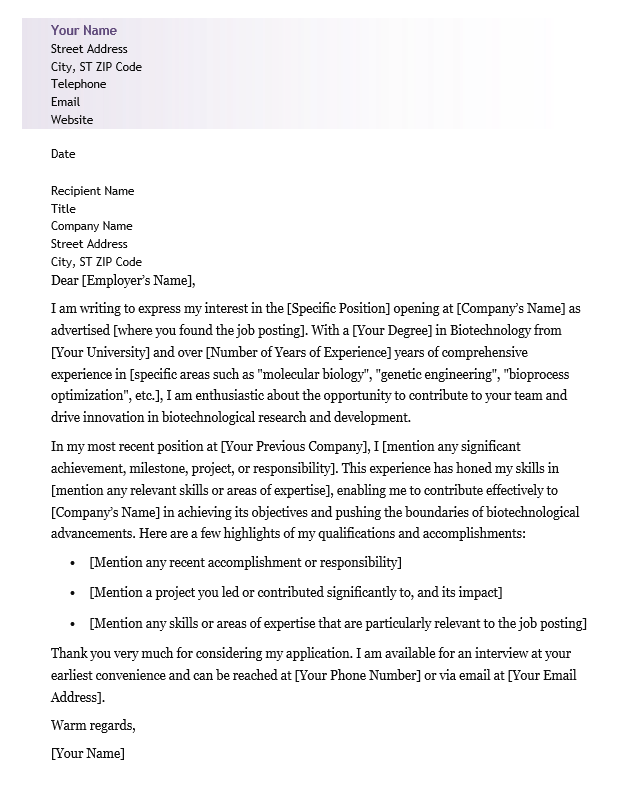 <strong>Cover Letter</strong><br> Biotech TemplateFeatured Image