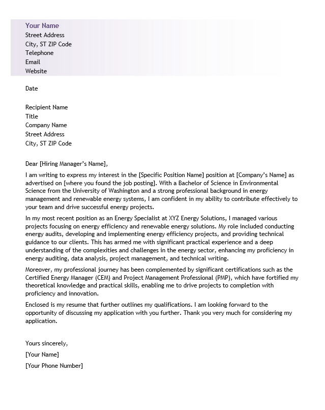 <strong>Cover Letter</strong><br> Energy TemplateFeatured Image