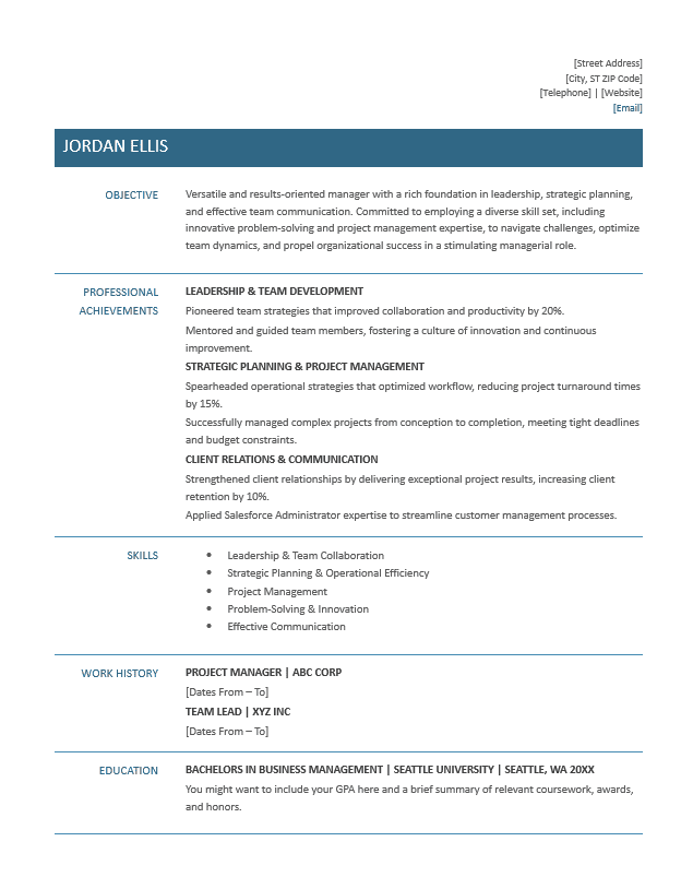 <strong>Functional</strong><br> Management Resume TemplateFeatured Image