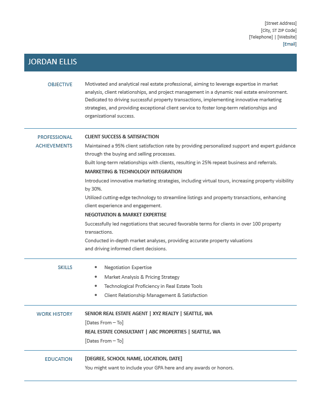 <strong>Functional</strong><br> Real Estate Resume TemplateFeatured Image