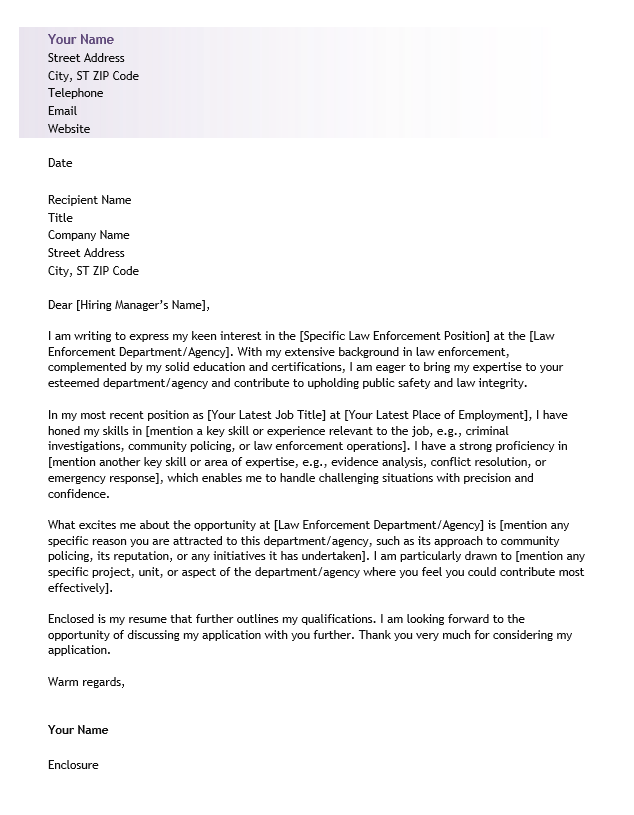 <strong>Cover Letter</strong><br> Law Enforcement TemplateFeatured Image