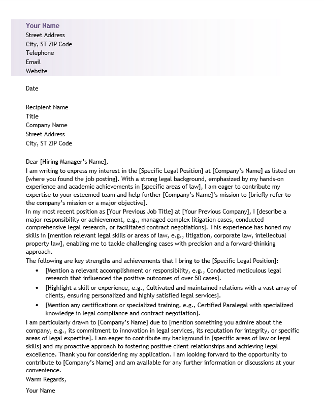 <strong>Cover Letter</strong><br> Legal TemplateFeatured Image