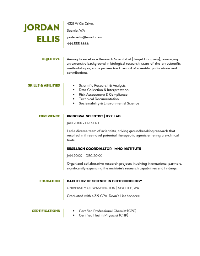 <strong>Targeted</strong><br> Science Resume TemplateFeatured Image