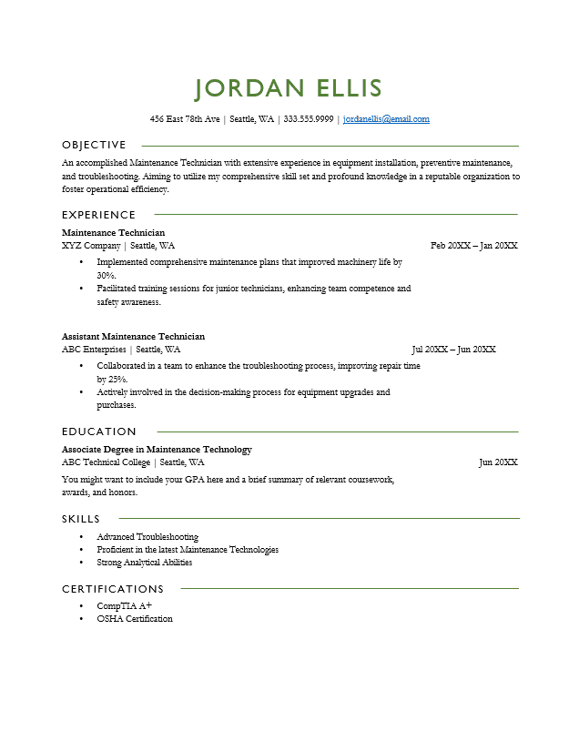 <strong>Traditional</strong><br> Maintenance Resume TemplateFeatured Image