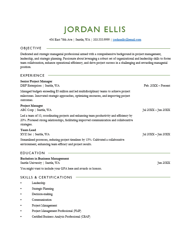 <strong>Traditional</strong><br> Management Resume TemplateFeatured Image