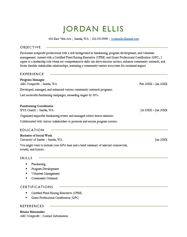 <strong>Traditional</strong><br> Nonprofit Resume TemplateFeatured Image