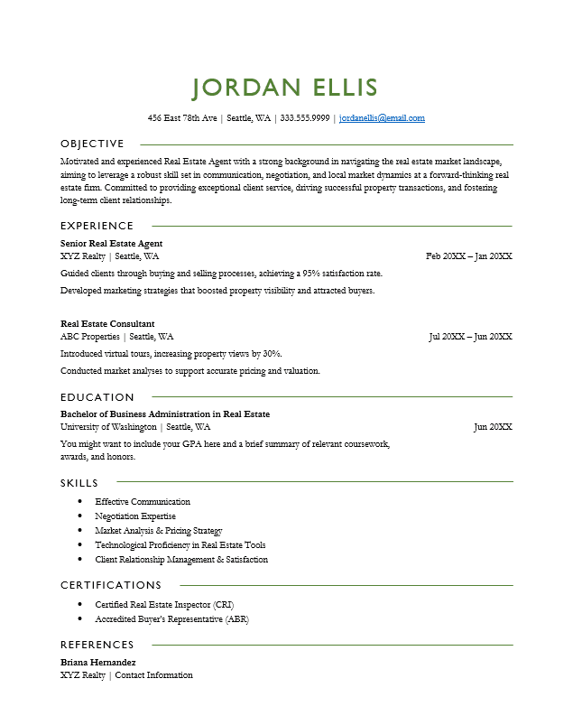 <strong>Traditional</strong><br> Real Estate Resume TemplateFeatured Image