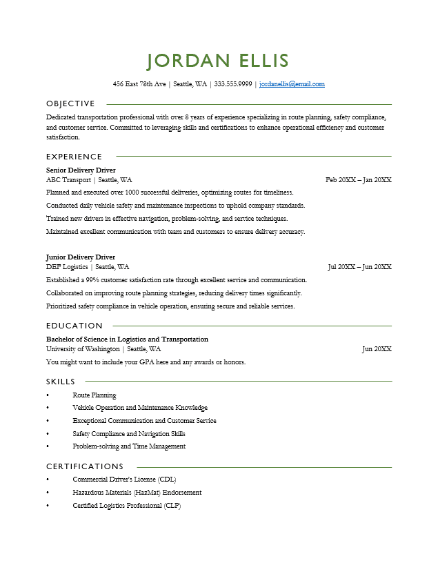 <strong>Traditional</strong><br> Transportation Resume TemplateFeatured Image